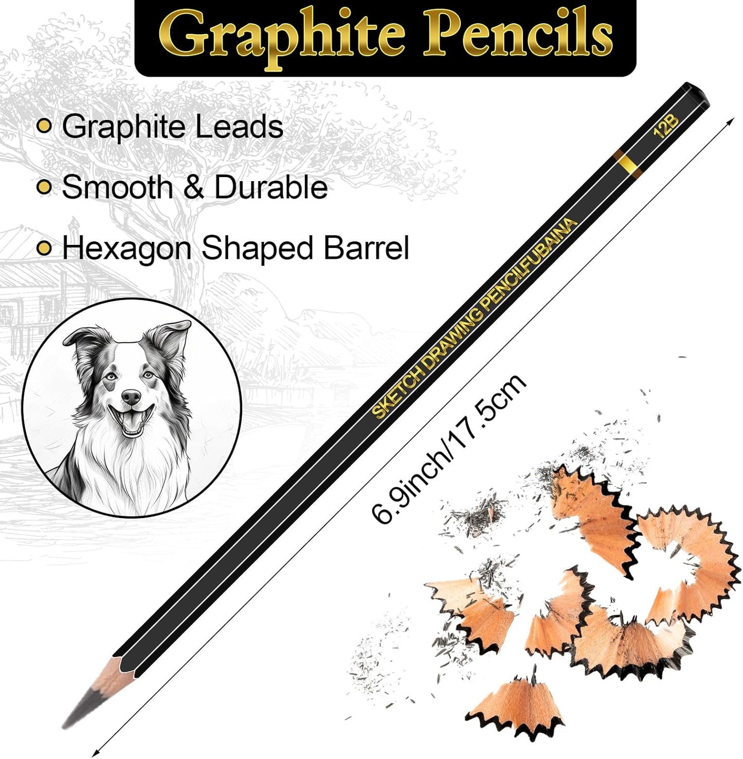 36 Pcs Drawing Sketching Pencil Set Professional (12b - 4h) Graphite Charcoal Gift Bulk for Artists Beginners, Pro Artists, Drawing Art, Sketching