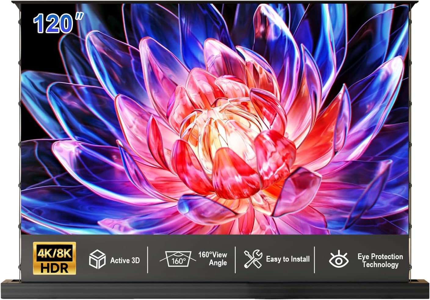 IN&VI 120" Motorized Floor Rising Projector Screen for Ultra Short Throw Projector,Ambient Light Rejecting Motorized Projector Screen 4K Ultra HD Active,CLR Movie Screen for Home Theater