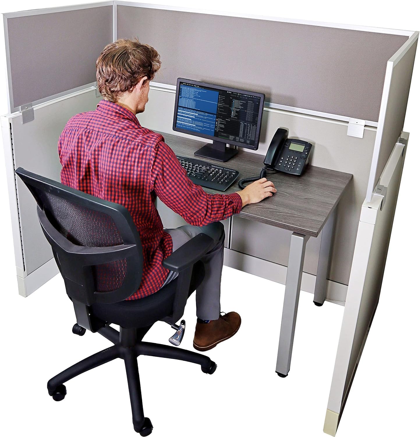 OBEX Acoustical Cubicle Privacy Screen Extender Desk Panel & Office Divider, Add Separation & Block Noise, 18" x 24", Overcast