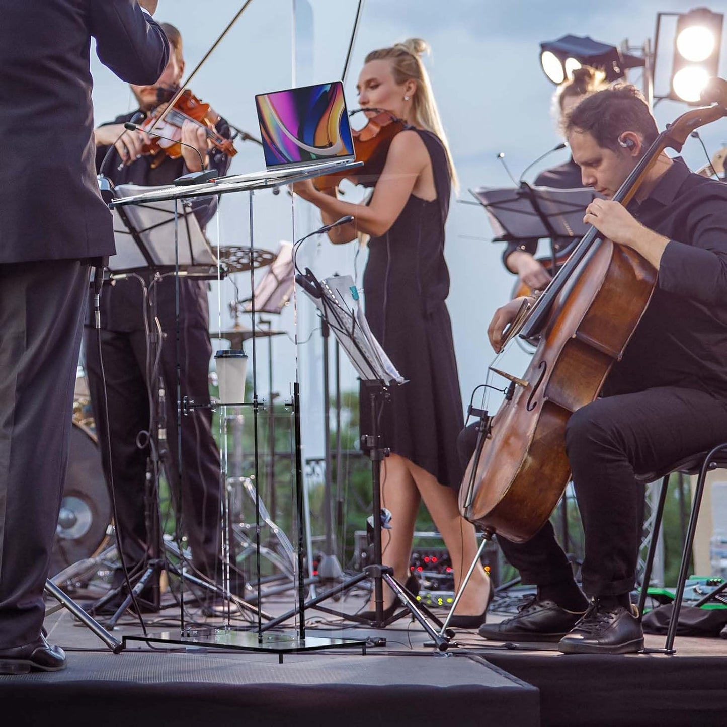 Dethan Acrylic Clear Lecterns Podium Stand, 50 Inch - Pulpits for Classrooms, Weddings, Churches, Conference, Speeches, Professional Presentation Podiums with Storage Shelf (Transparent)