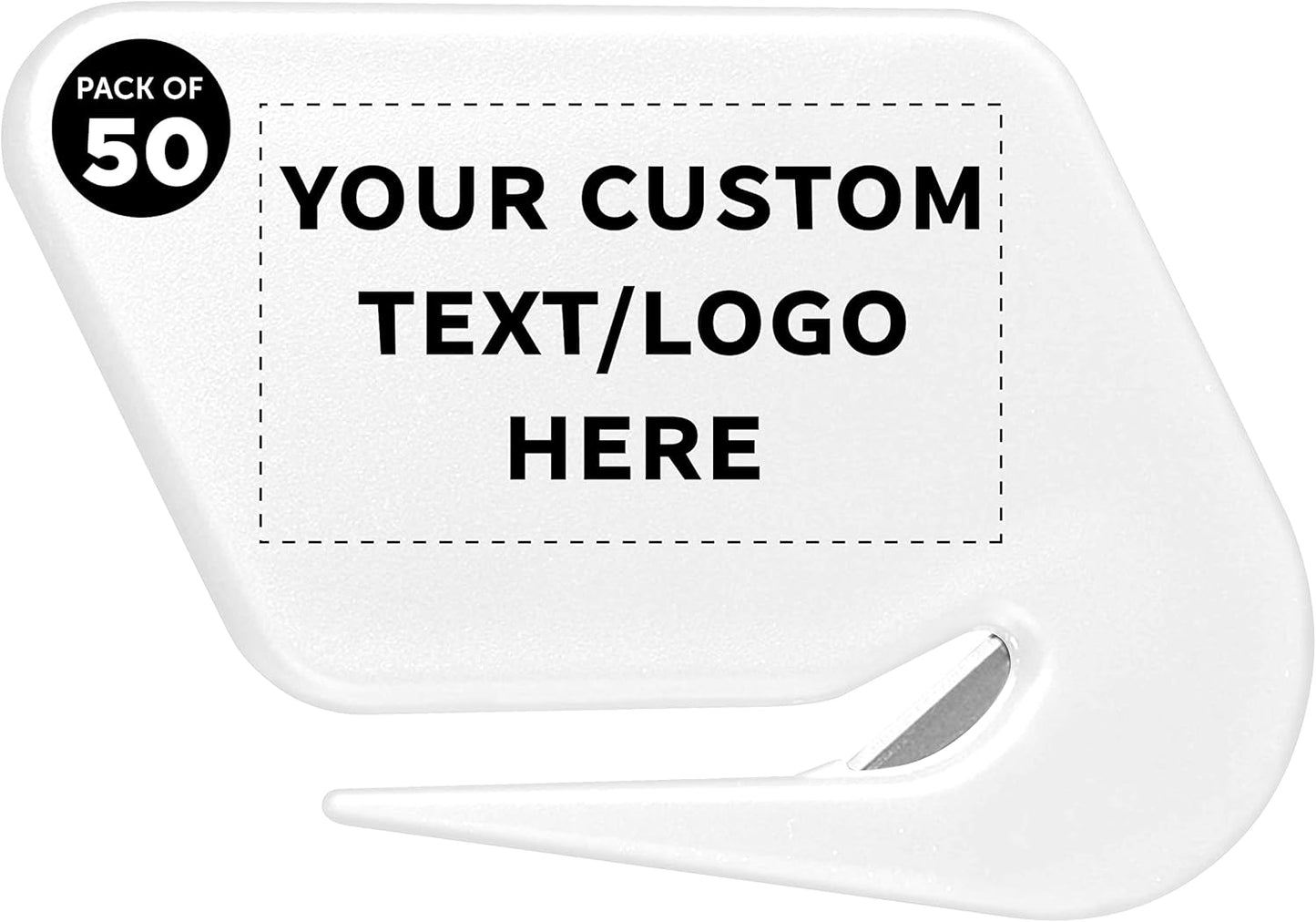 Custom Translucent Plastic Letter Openers Set of 50, Personalized Bulk Pack - Perfect for Home or Office - White