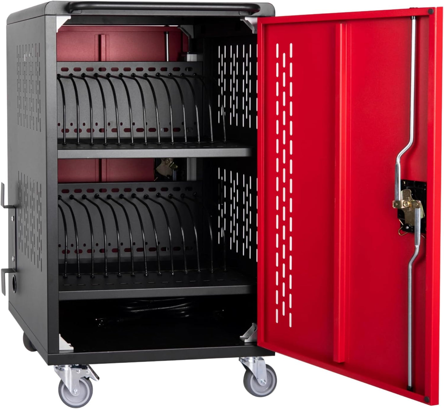 32 Device Mobile Charging Station for Laptops/Tablets/iPads/Chromebooks,32 Bay Lockable Charging Cabinet with Cable Management & Power Strip Included, School Charging Storage Carts,Easy Assembly