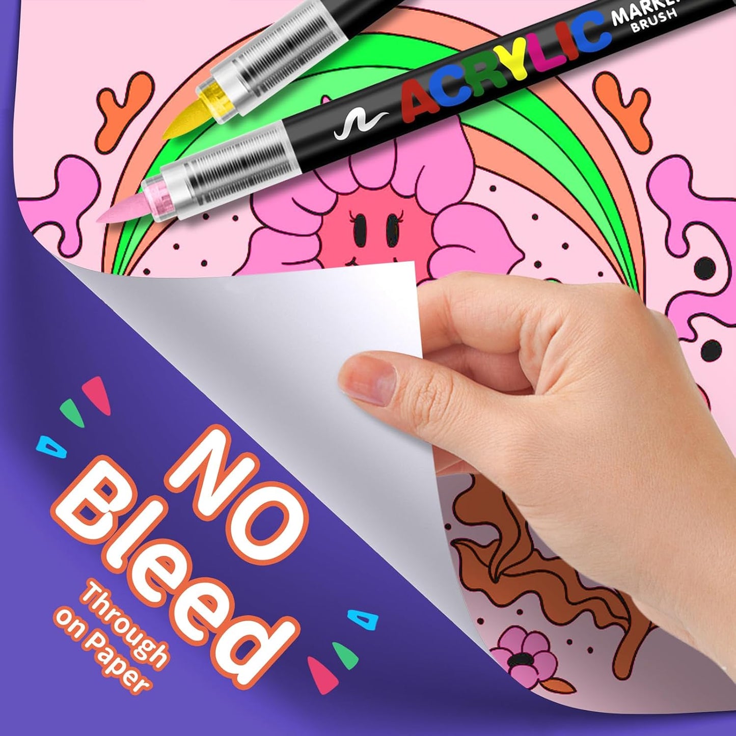 GOTIDEAL Acrylic Paint Markers Brush Tip,Waterproof Paint Pens acrylic Markers,No Bleed Acrylic Brush markers for Fabric,Wood,Rocks,Canvas Painting,Glass,Ceramic,Art Craft Supplies(12 Colors)