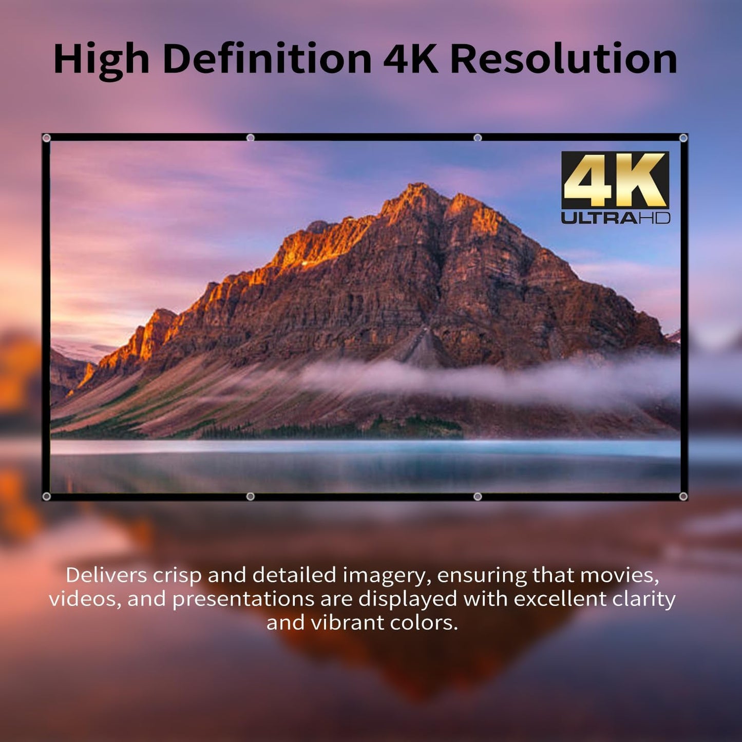 100 Inch Portable Projector Screen Outdoor: 4K HD Anti-Crease Foldable Indoor Hanging Wall Home Theater Screen