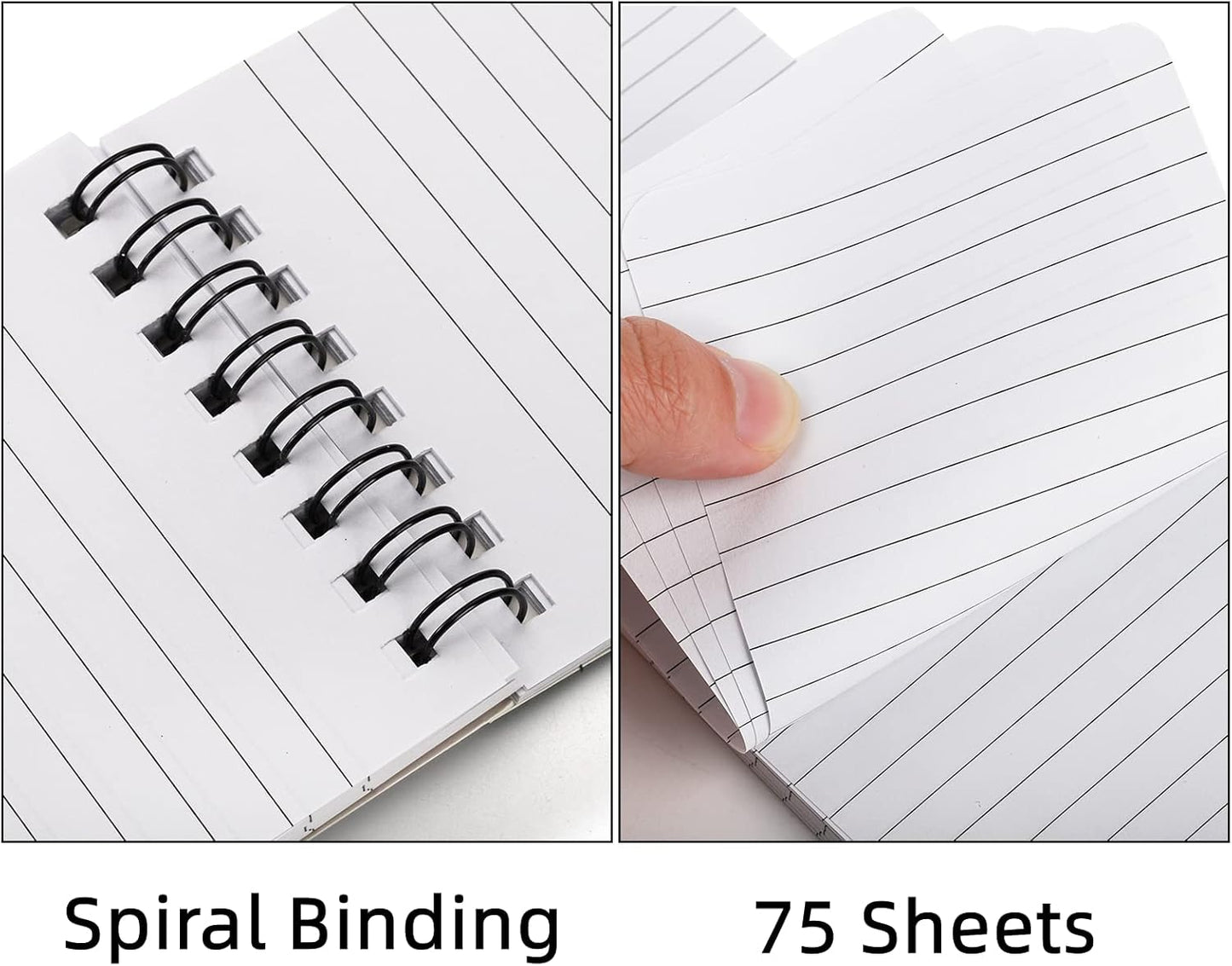 Hacaroa 30 Pack Top Spiral Memo Pads, 3"x5" Lined Pocket Notebook Mini College Ruled Paper, Wirebound Small Steno Pads for Home, School, Office, 75 Sheets, Assorted Colors