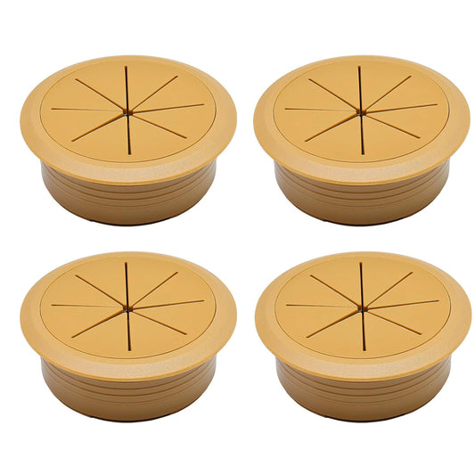 Desk Grommet 2" (50 mm), Desk Hole Cover for Cables Brown, Cable Grommet ABS Plastic, Desk Hole Grommet for Office and Home Table Cable, Detachable & Flexible Cable Cord Organizer-4 Pcs