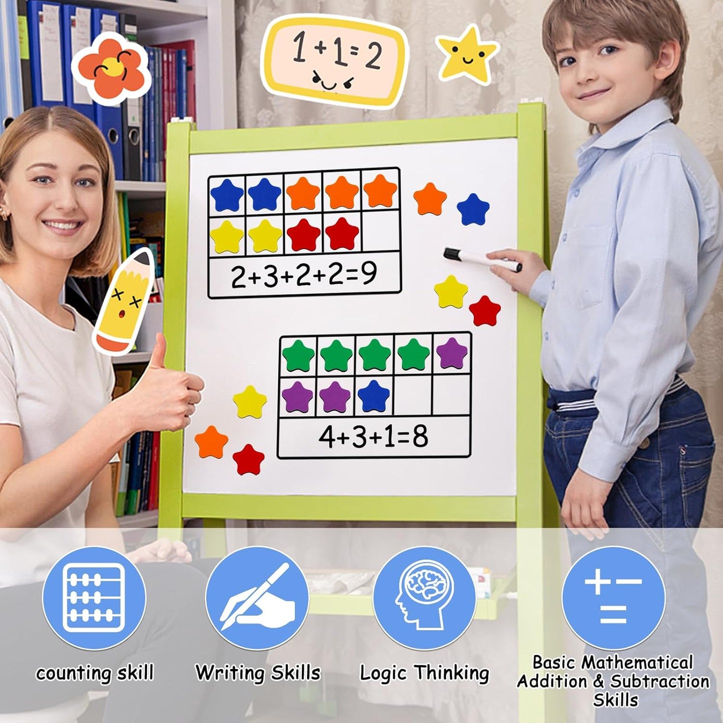 LOOIKOOS Magnetic Ten-Frame Set,Math Manipulative Games for Kids Number Counting Games,Montessori Educational Toy for Kindergarten Preschool 3 4 5 Year Old