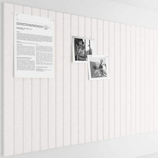 Bumusty Large Cork Board Alternative-36 x24 Felt Bulletin Board Tiles, with 30 Pushpins, 40 Adhesive Tabs, 6-Pack Slat Wall Paneling, Cork Boards for Office Push Pin Board Felt Board-Milky White