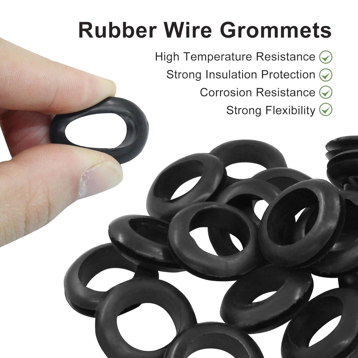 24 Pcs Rubber Grommets, 5/8" Inside Diameter 3/4" Drill Hole Rubber Wire Grommets O Ring Grommets for Wire, Firewall, Cables, Plugs, Automotive(Black)