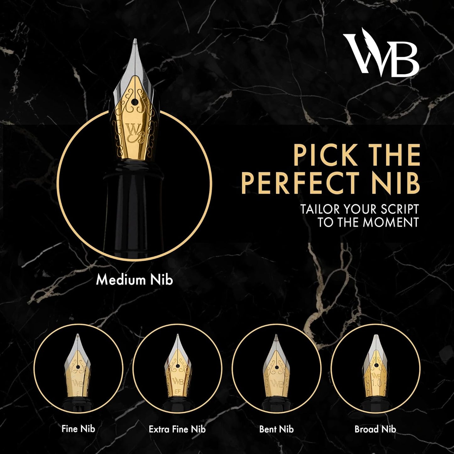 Wordsworth & Black Fountain Pen Set, Medium Nib, 24 Ink Cartridges and Ink Refill Converter, Gift Case, Journaling, Calligraphy, Smooth Writing Pens [Sky Blue, Gold Finish], Perfect for Men and Women