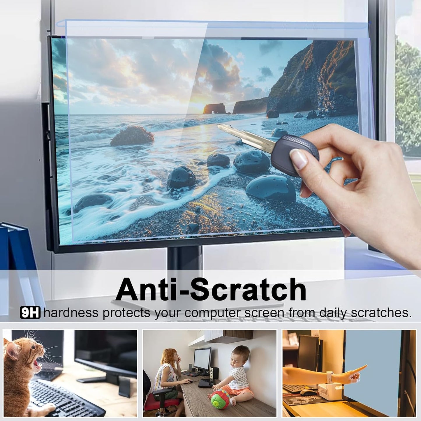 31.5-32 Inch Blue Light Filter for Computer Monitor, TV Computer Screen Blue Light Blocker Panel (28.5''x17.1''), Eye Protection Anti-Scratch HD Not Anti-Glare