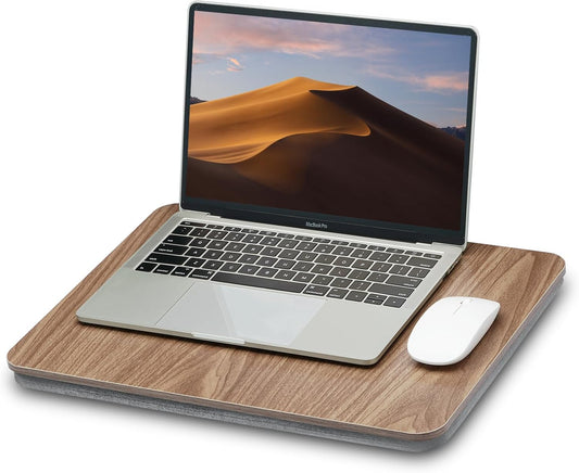 Portable Lap Laptop Desk with Pillow Cushion, Fits up to 15.6 inch Laptop, Lap Stand for Bed & Couch & Carpet, Book Tablet/Drawing Board/Computer Laptop Stand - Dark Brown Wood