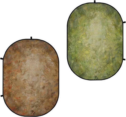 Kate Collapsible Backdrop Pop up Photo Backdrops Foldable Background Portable for Headshot,Portrait Photography,Video,5x6.5ft,Green/Brown