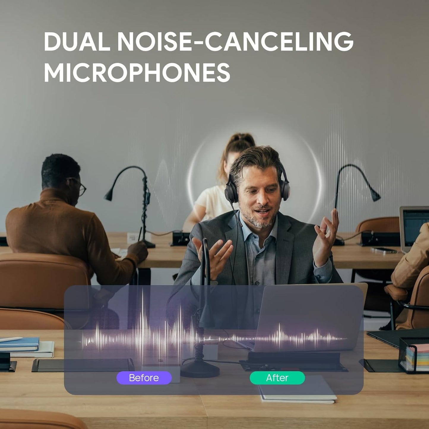 Yealink USB Wired Mono Headset,UH37 Computer Headset with Noise Cancelling Microphone,USB-A & USB-C Call Center Headset for Teams,Zoom,Computer PC Laptop