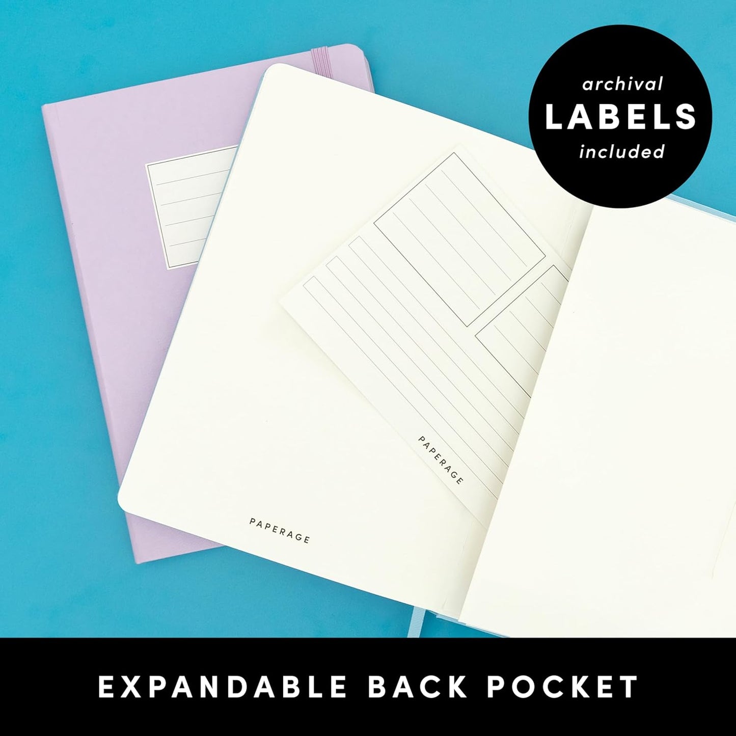 PAPERAGE Blank Journal Notebook, (Lavender), 160 Pages, Medium 5.6 in x 8 in - 100 GSM Thick Paper – Hardcover Journaling Notebook for Work, School, Note Taking or Sketching