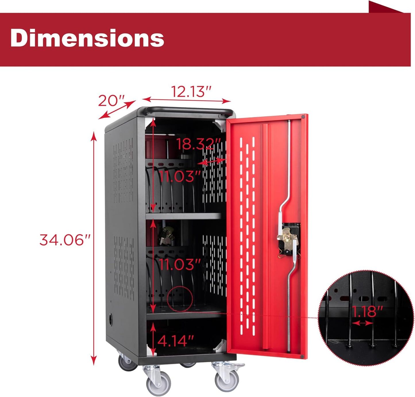 16 Device Mobile Charging Station for Laptops/Tablets/iPads/Chromebooks,16 Bay Lockable Charging Cabinet with Cable Management & Power Strip Included, School Charging Storage Carts,Easy Assembly