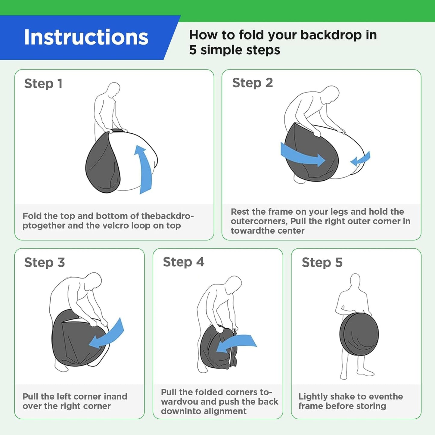 Portable Green Screen Backdrop with Stand,Foldable 5x7ft Chromakey Blue&Green Screen 2 in 1 Pop Up Collapsible Backdrop for Photo and Video Shooting,Gaming (Green & Blue)