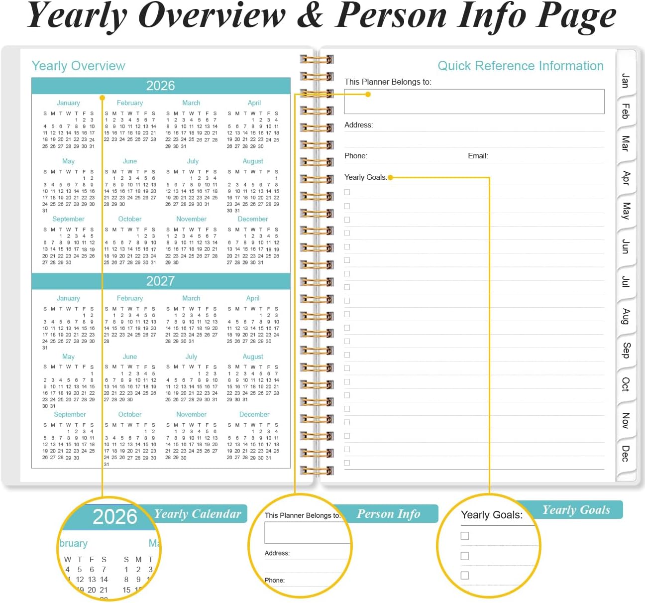 (3-Pack) 2026 Planner - A5 Weekly & Monthly Planners Spiral Bound, January 2026 - December 2026, 2026 Planner with Flexible Cover, Tabs, Inner Pocket, 6.4" x 8.5", Pink