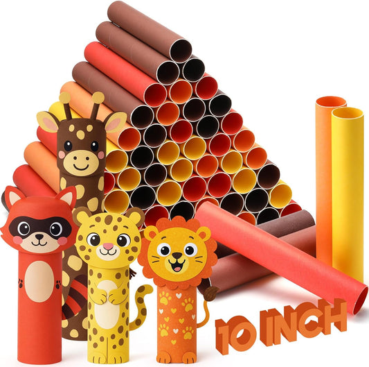 MotiMind 60 Pcs Cardboard Tubes for Craft 2 Size Empty Paper Towel Rolls Cardboard Toilet Paper Tubes Bulk for Classroom DIY Projects(Autumn,1.4 x 10 Inch, 1.6 x 10 Inch)