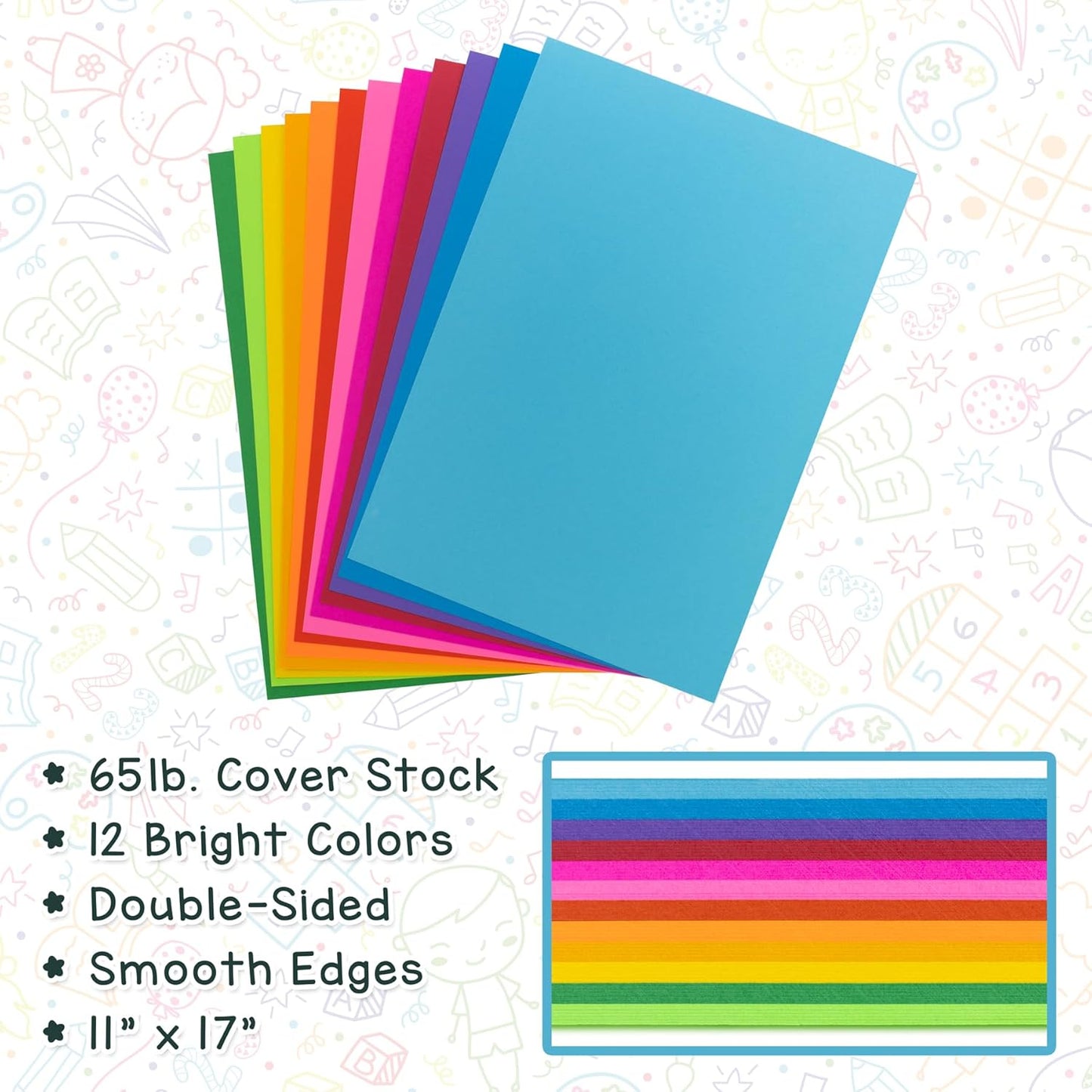 Hygloss Products Bright Colored Cardstock - 240 Sheets - 11x17 Card Stock Paper- 10-12 Bright Colors