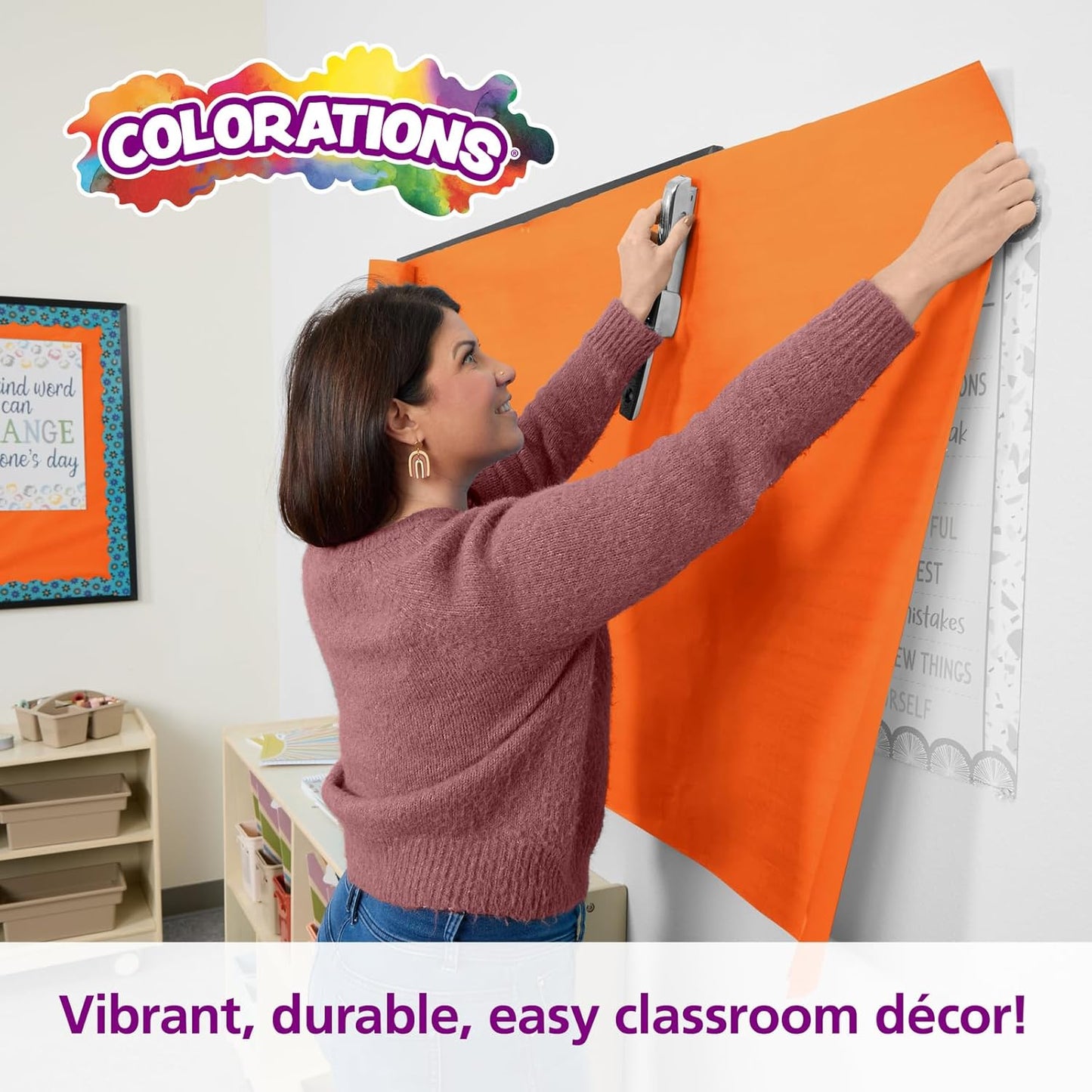 Colorations Arts and Crafts Paper Roll - Orange, Dual Surface, Finger Paints, Painting, Watercolors, Acrylic Paints, Wall Art, Bulletin Board Paper, Kids Crafts (Item # DSOR), 36" x 1000' (1 Roll)