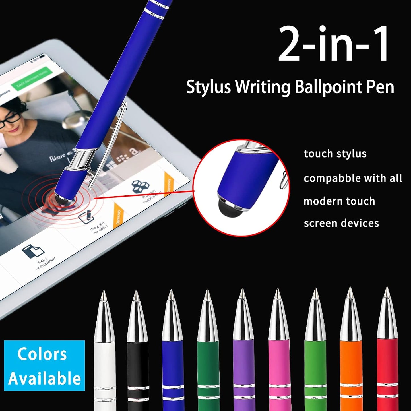 Max 500 Pcs Personalized Pens Bulk, Custom Pens with Free Engraving, Customized Stylus Tip Ballpoint Pen with Your Name Massage Text for School Office Business Graduation Anniversaries-100 Packs