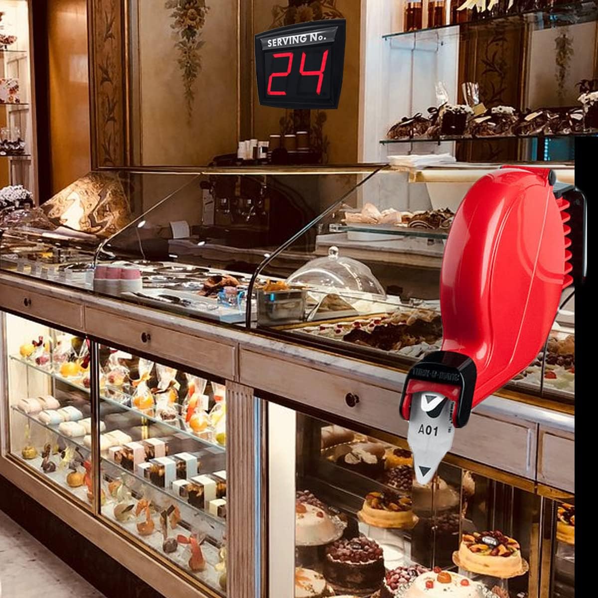 Take A Number System by 2 Digits (Red) - Complete System with Wireless Radiocontrol