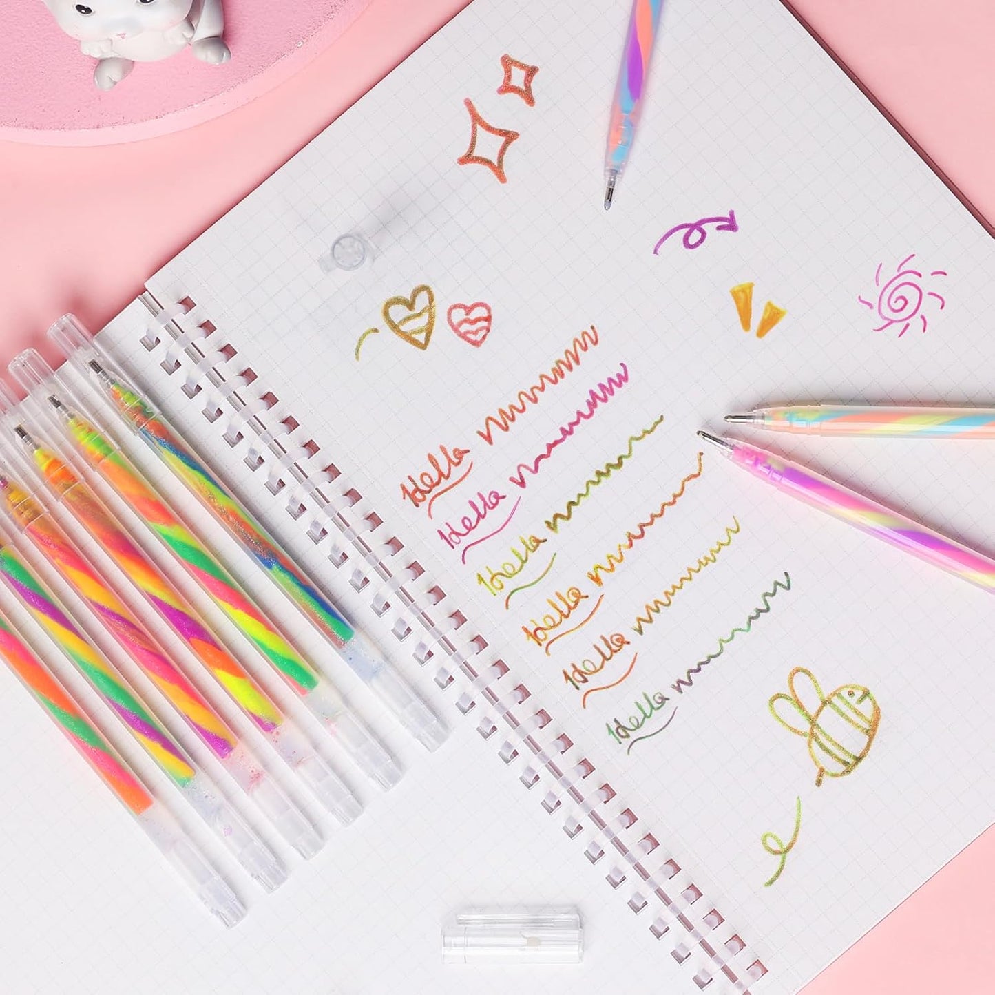 LIULIUCAI 18 Pack Rainbow Gel Pens with Upgraded Tip，Magic 3 Color Mixing Gel Pens Set, Glitter/Neon/Pastel for Adult Coloring Books, Journaling, Doodling, Stable Colorful Art Supplies