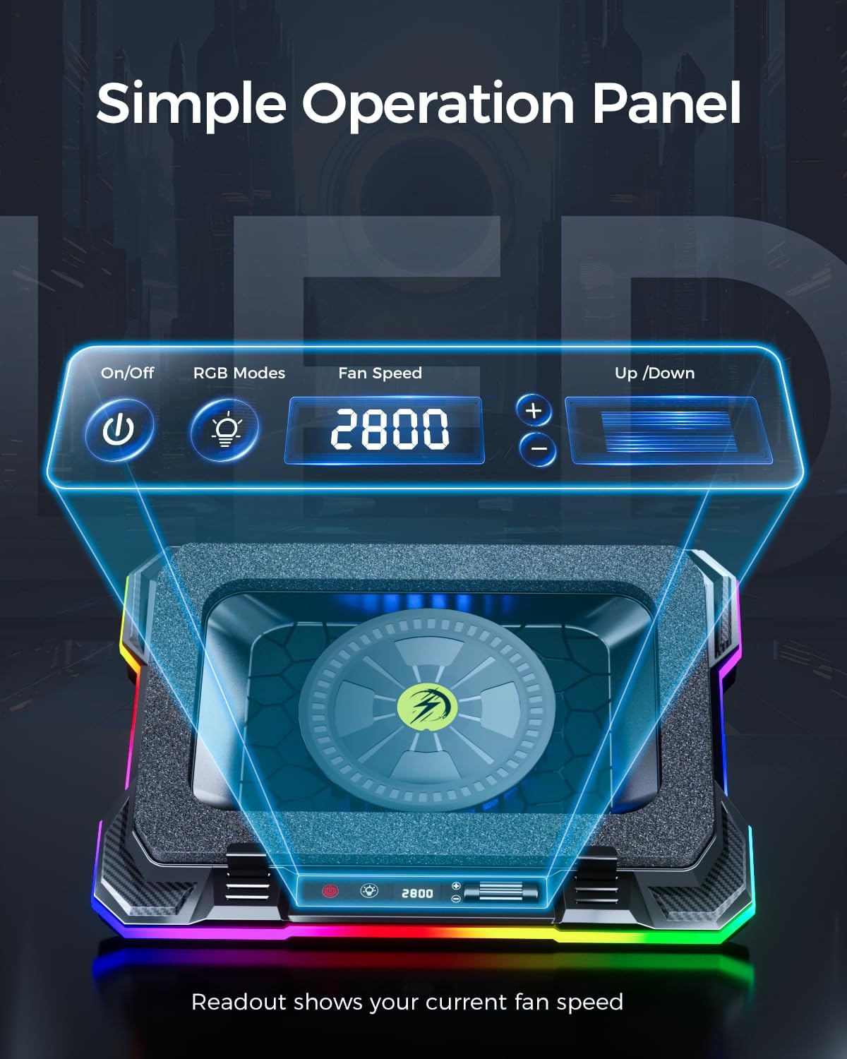 AICHESON Gaming Turbofan Laptop Cooling Pad with 10°C-35°C Temperature Drop, Full Sealed Foam Stand for 14-19 inch Laptops