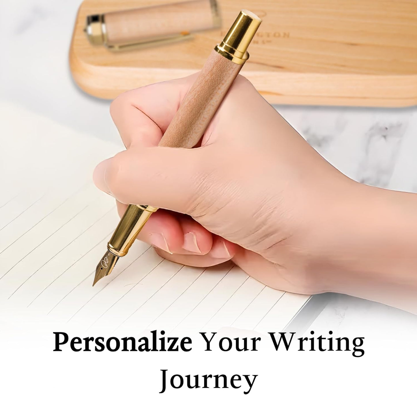 Elegant Wood Fountain Pen Set – Includes Wooden Pen Box, Ink Converter, 6 Ink Cartridges, and Gift Box – Writing, Calligraphy