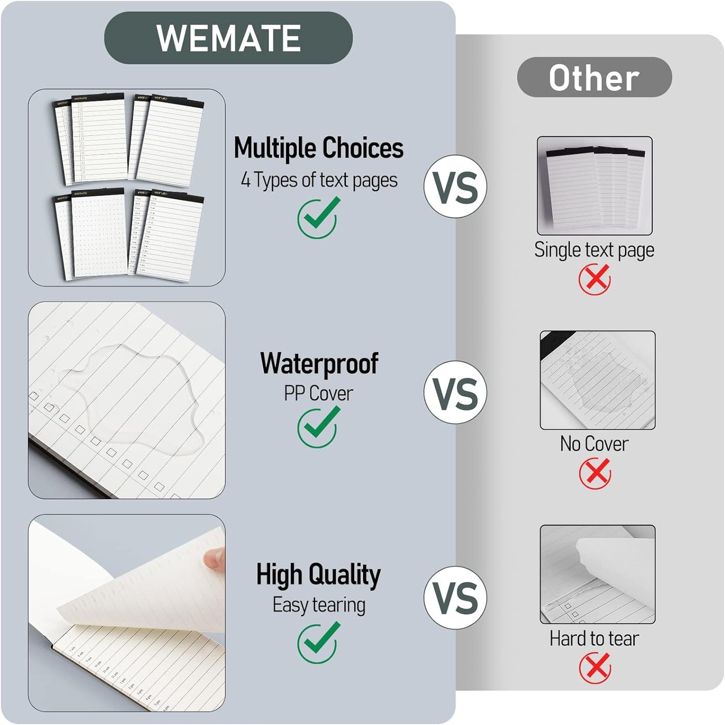 WEMATE 10 Pieces Small Notepad Holder Set Pocket Notebook - Included Mini Pocket Notepad Holder Set with 8 Memo Book Refills and Metal Pen for Meetings, Daily Records, and Notes 3 x 5 Inch (Black)