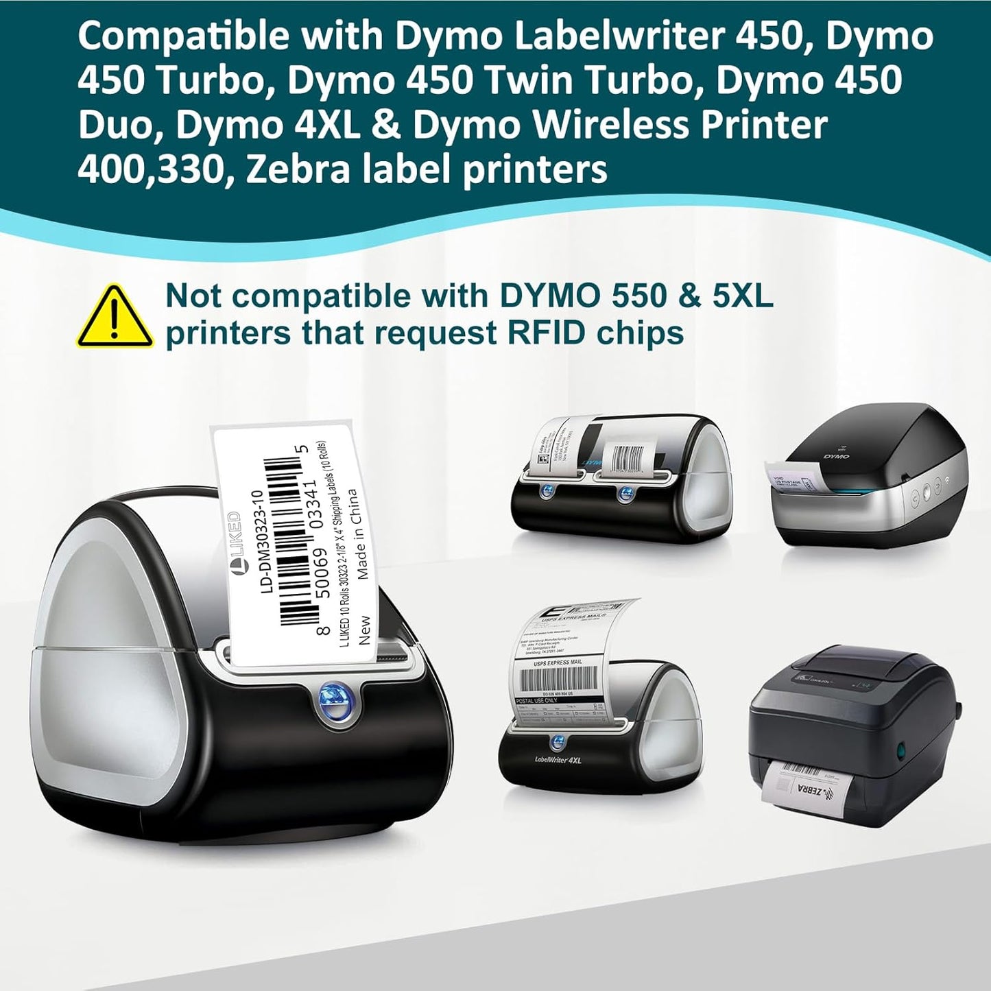 L LIKED 10 Rolls Compatible DYMO 30323 2-1/8" x4" Thermal Shipping & Name Tag Labels, Compatible with Rollo, Zebra, Jadens, Nelko, Munbyn, Phomemo Desktop Printers (2200 Labels)