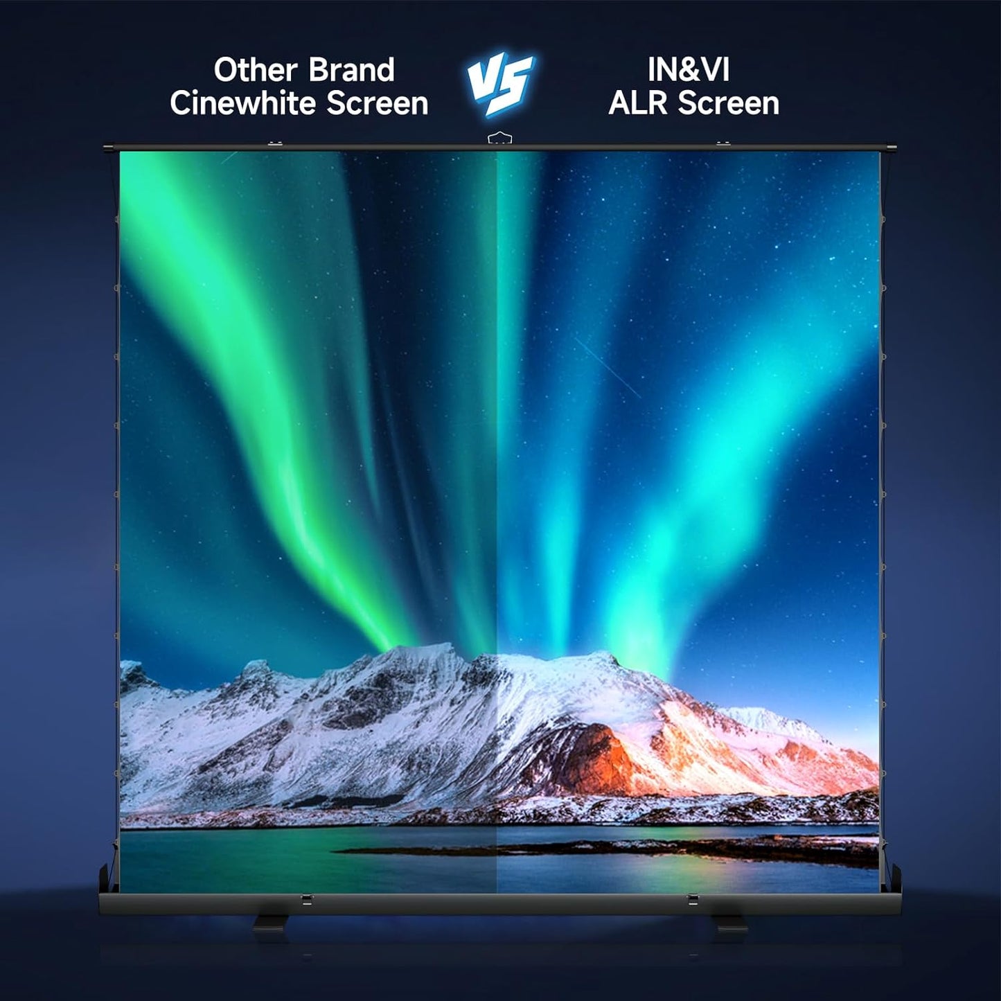 IN&VI Tab-Tension Portable ALR Manual Pull Up Projector Screen,Outdoor Projector Screen 100in 178°Viewing Angle Portable Movie Screen 3D/4K HD 16: 9 Wrinkle-Free Design for Backyard Night