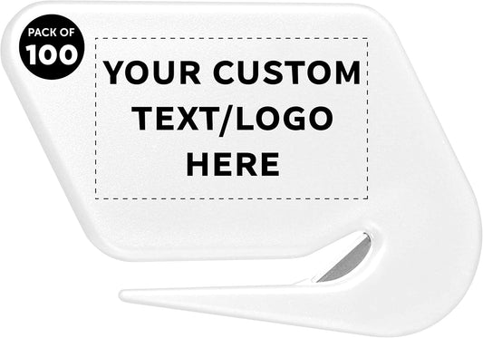 Custom Translucent Plastic Letter Openers Set of 100, Personalized Bulk Pack - Perfect for Home or Office - White
