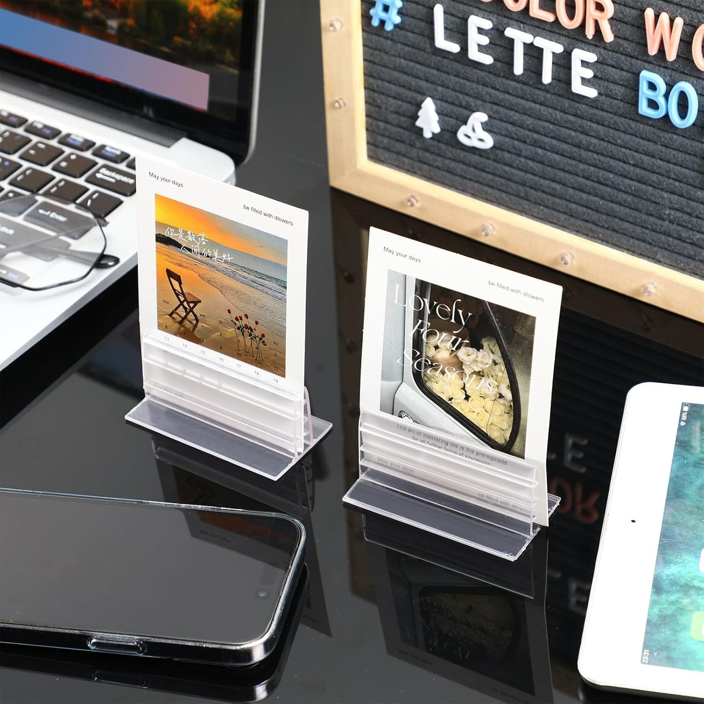 Fulmoon 50 Pcs Sign Holder, Adhesive Base Sign Holders Multiple Uses for Counters, Warehouses, Base Holders with Strong Adhesive (1*6in)