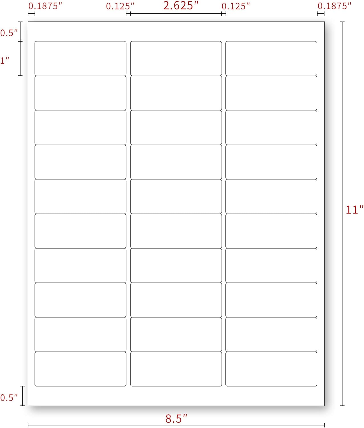 KKBESTPACK Label Sticker, Address Labels – 30 Up Shipping Labels 1” x 2-5/8” Self-Adhesive Barcode FNSKU Stickers for Inkjet and Laser Printer (100 Sheets / 3000 Labels) (KK30)