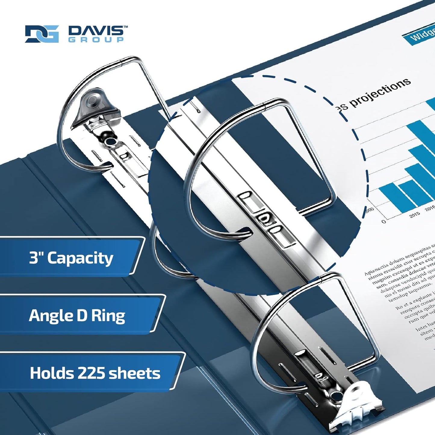Premium Economy 6-Pack 3-Ring Binders for School or Office, D-Ring Binders, 3 Inch, Navy Blue