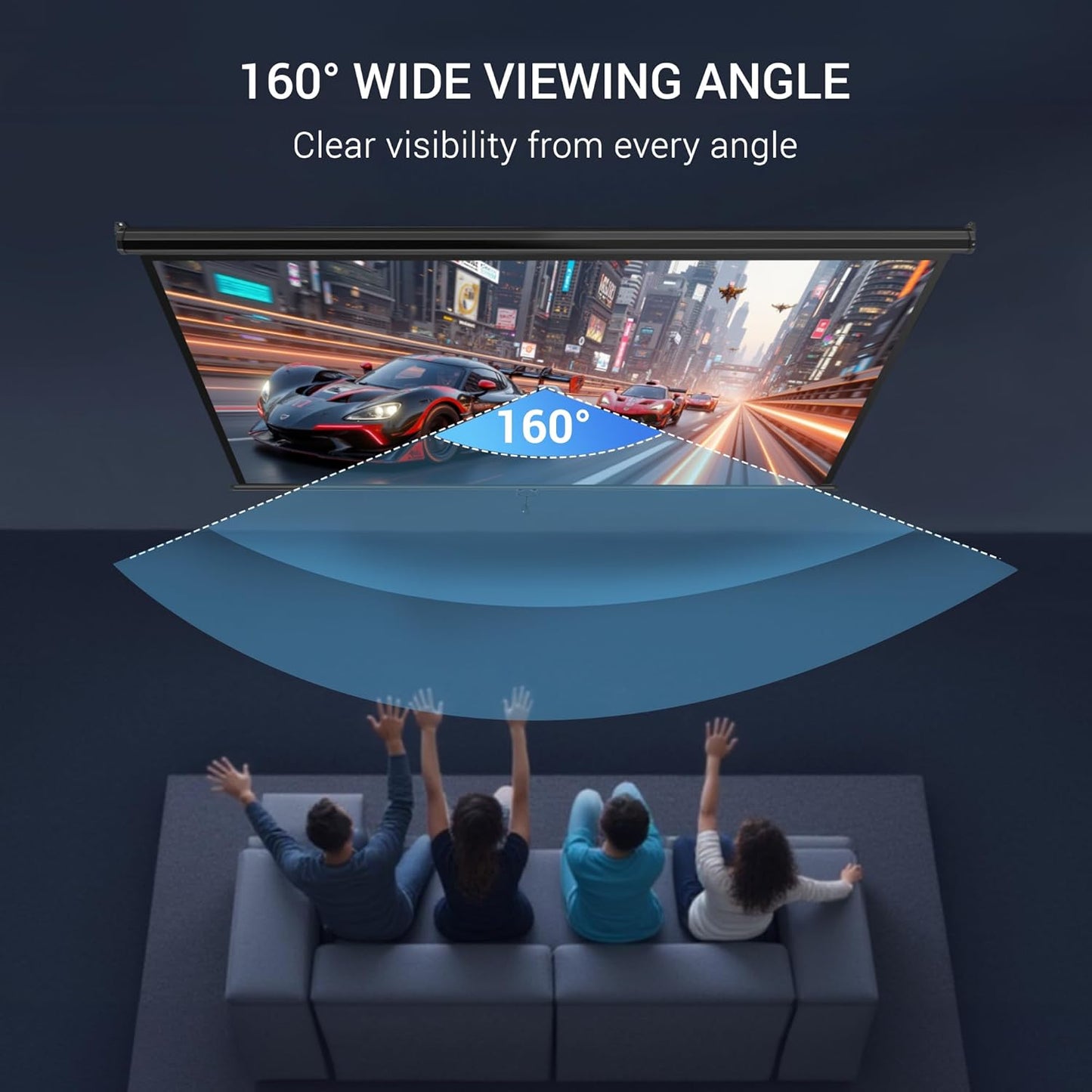 ZENY Outdoor Projector Screen Pull Down 100 Inch 16:9 HD Projection Screen Folding Home Theater Portable Indoor Outdoor Movie Screen