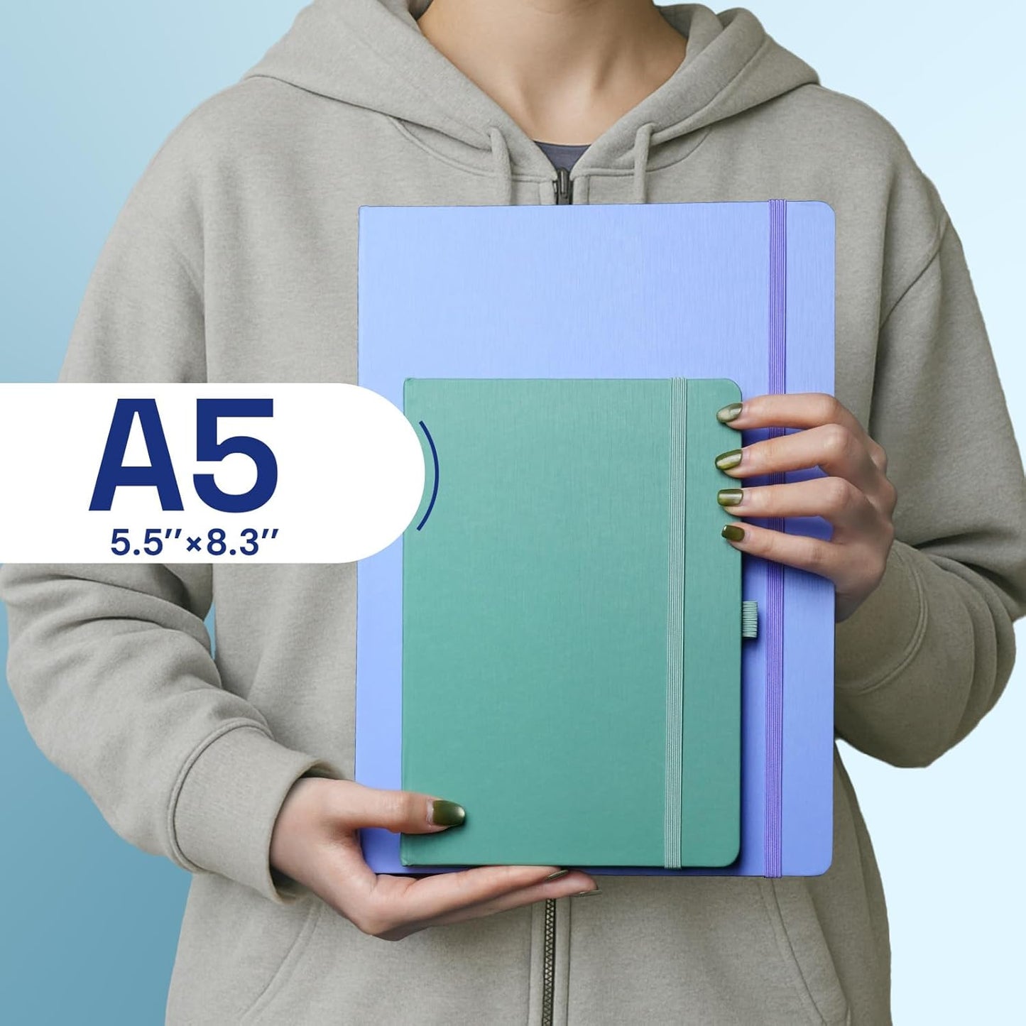 A5 Lined Journal Notebook, 7mm College Ruled Notepad, Journaling for Writing, Work, School, Travel and Note Taking, Hardcover 160 Pages (80 Sheets) 5.79 x 8.3 inches (3 Pack Midnight Green)