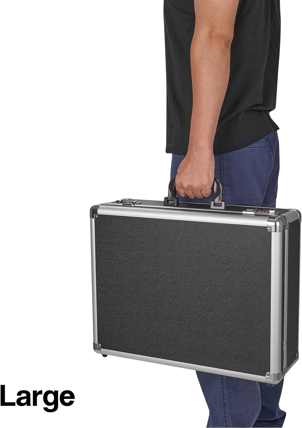 File Organizer Storage Box - 18.8 x 14.5 x 6.2 Inch X-Large, Portable Locking Storage Totes with Dual Combination Locks, Lock Boxes for Personal Items, Cash, Briefcase - Black