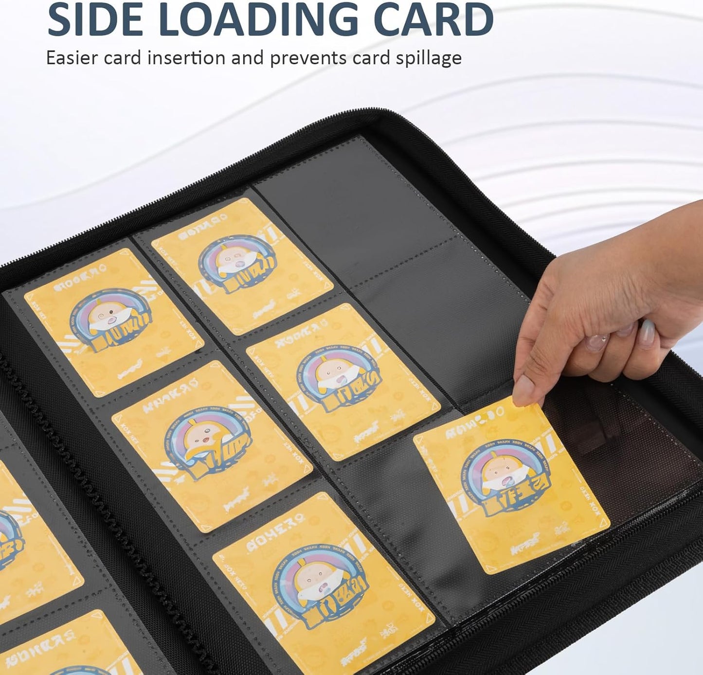 Trading Card Binder 9 Pocket with Zipper, Fvxldcz PU Cover Card Collection Binder 540 Cards Sleek Side-Loading Card Album, Sturdy Card Collection Folder for TCG, MTG, Yugioh, Sport Cards (Navy Blue)