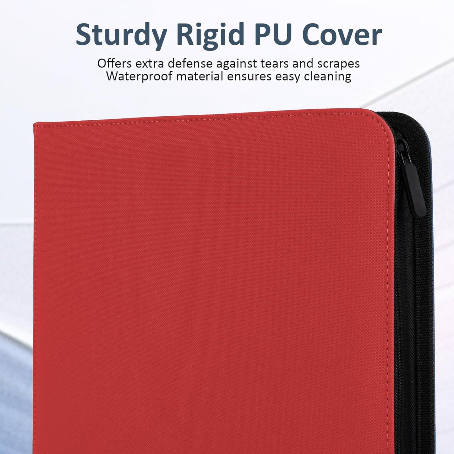 Trading Card Binder 9 Pocket with Zipper, Fvxldcz PU Cover Card Collection Binder 540 Cards Sleek Side-Loading Card Album, Sturdy Card Collection Folder for TCG, MTG, Yugioh, Sport Cards (Red)