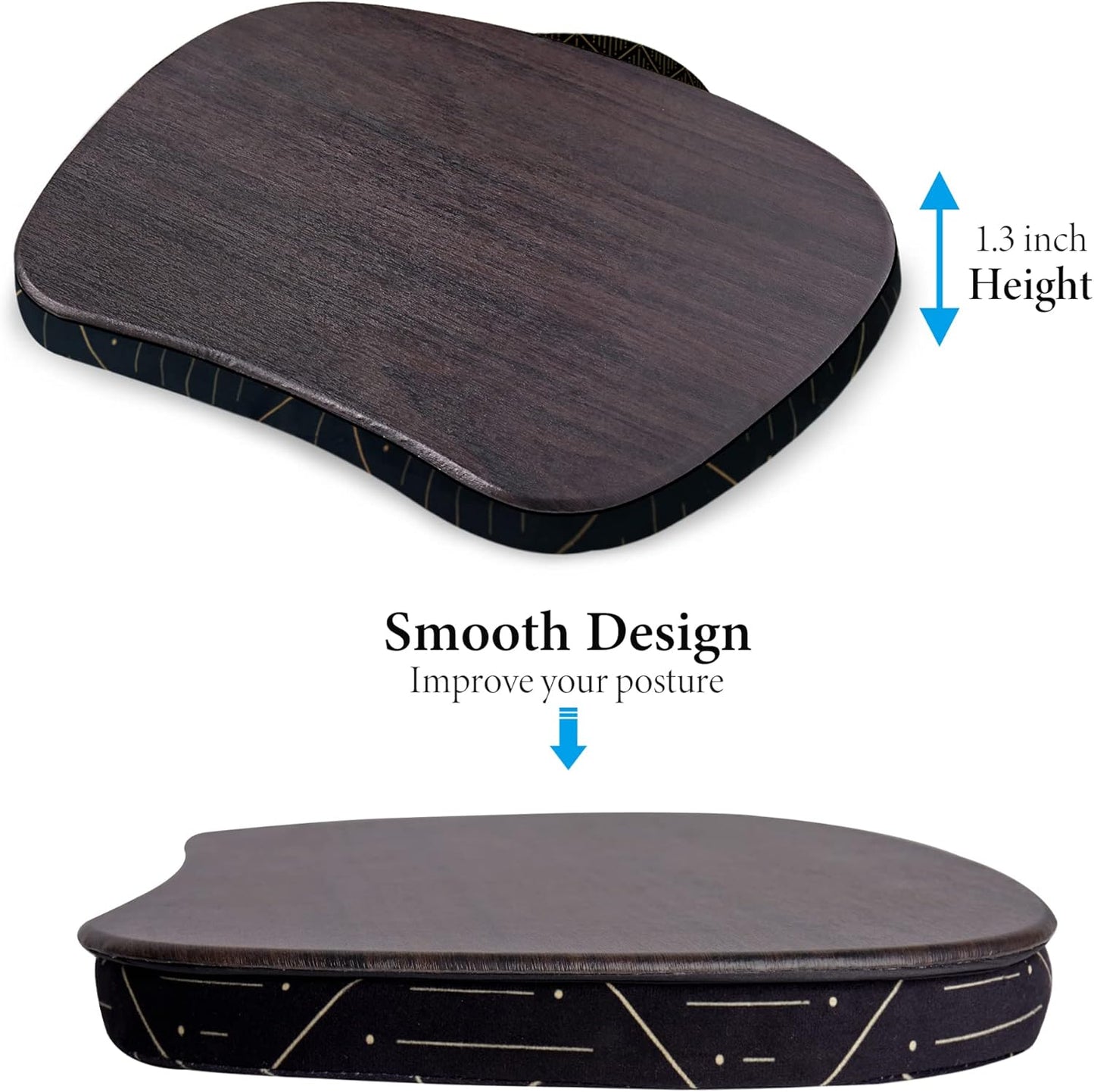 Lap Laptop Desk - Portable Lap Desk with Pillow Cushion, Fits up to 15.6 inch Laptop for Home Office Students Use as Computer Laptop Stand, Book Tablet(1-Dark Grey)