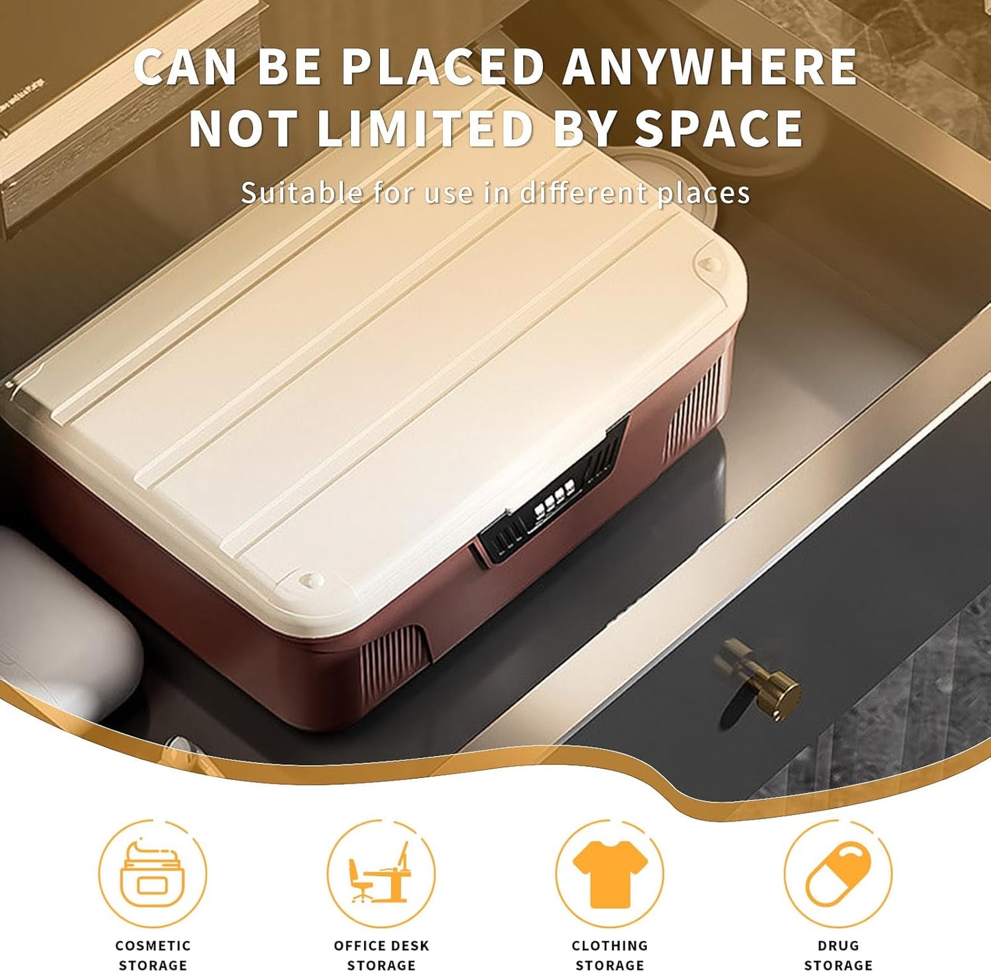 Lockable Storage Bin - 4.2 Gallon Locking Container with 4-Digit Combination Lock, Stackable Plastic Organizer Box for Usable As Item Organizer Or Office File Storage/Camping(Brown)