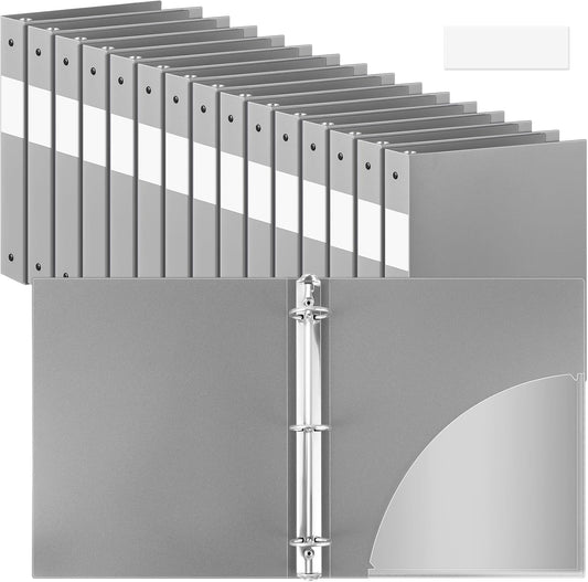 36 Pcs 1 Inch 3 Ring Plastic Binder Flexible Binders Bulk Fits Letter Size 8.5'' x 11'' Paper Holds up to 225 Sheets with 1 Pockets Versatile Binder for School Office Home (Gray)