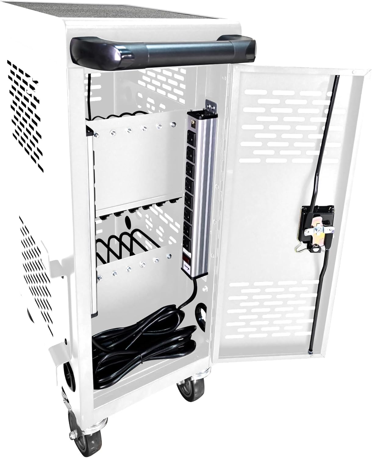16 Device Mobile Charging Station for Laptops/Tablets/iPads/Chromebooks,16 Bay Lockable Charging Cabinet with Cable Management & Power Strip Included, Laptop & Tablet Storage Carts,Easy Assembly