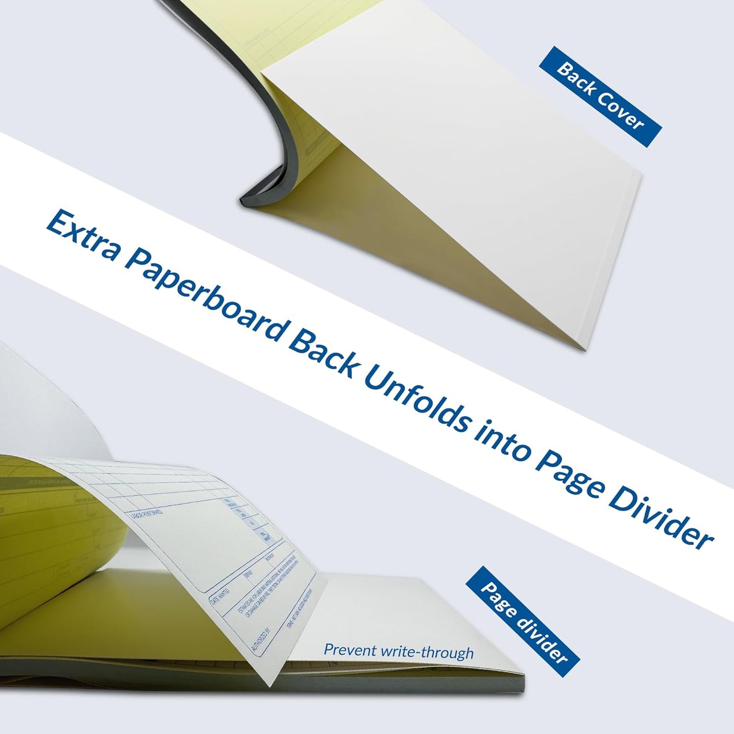 Repair Order Book, 2 Part Carbonless Job Work Order Forms - White/Yellow, 5-7/10 x 8-1/4 Inches, Invoice Receipt Book for Small Business, Consecutively Numbered, 400 Sets (8 Packs)