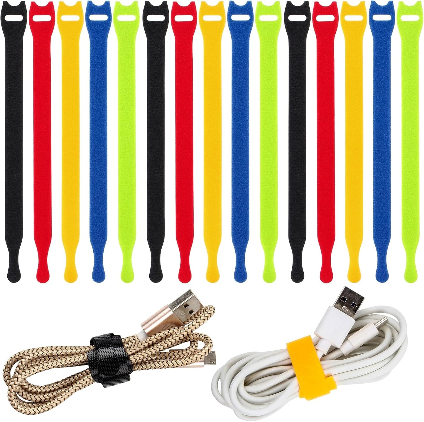OneLeaf 120PCS Cord Organizer 6in Cable Ties Reusable with Hook and Loop, Colorful Fastening Cord Ties Wire Management for Home, Office, Data Centers, and Electronics, 5 colors