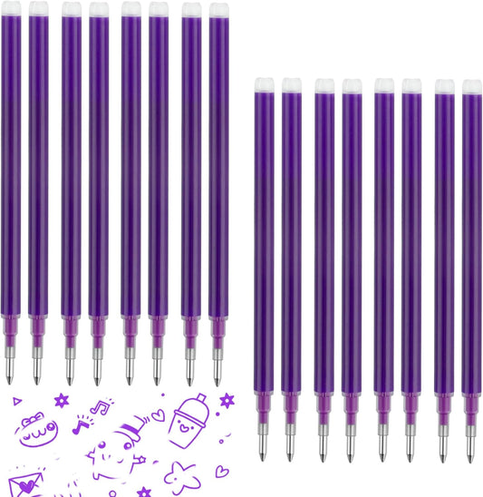 0.7 mm Erasable Gel Ink Pen Refills Compatible with Frixion Friction, Smooth Writing Multicolor Retractable Fine Point Pen Refill for School Office Home Art (Purple, 16)