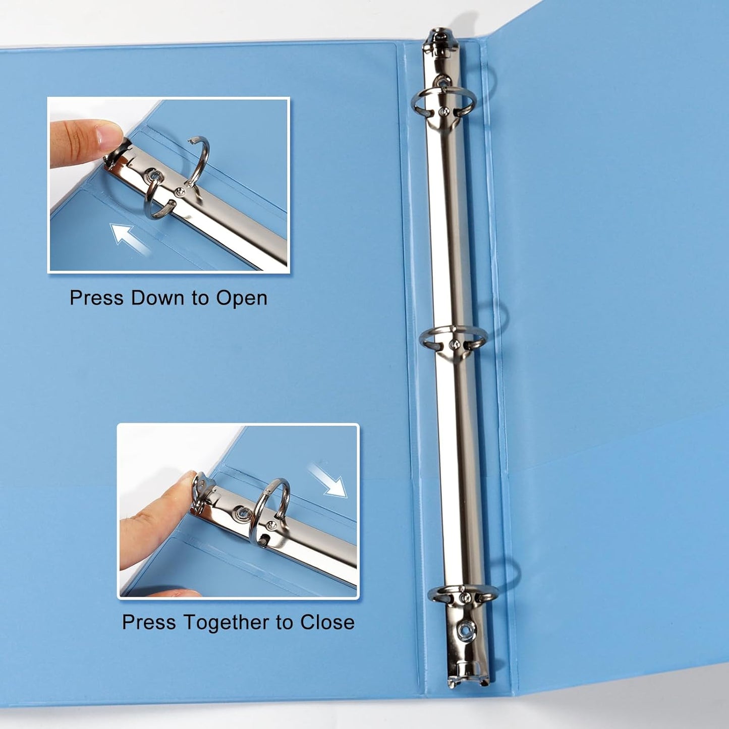 COMIX Standard 3 Ring Binder 1 inch with Clear View Cover, 1" Round Ring View Binder Holds 200 Sheets of US Letter Size Paper, 6 Pack (Multicolored)